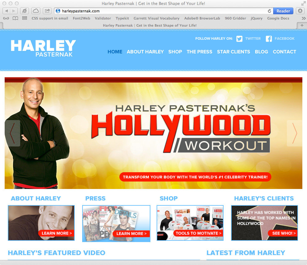 Screenshot of harleypasternak.com homepage